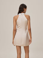 Folded Collar Lace Mini Dress