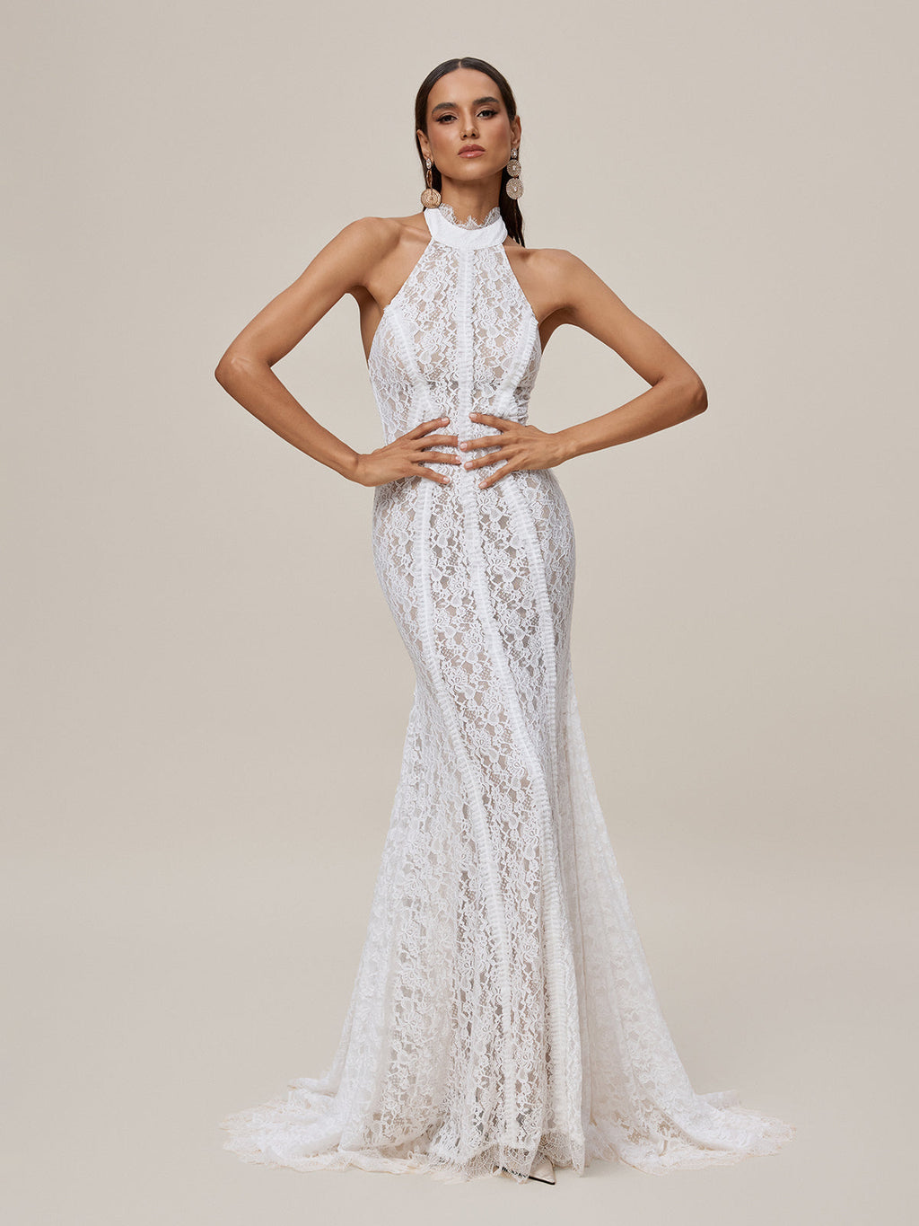 Halterneck Lace Maxi Dress