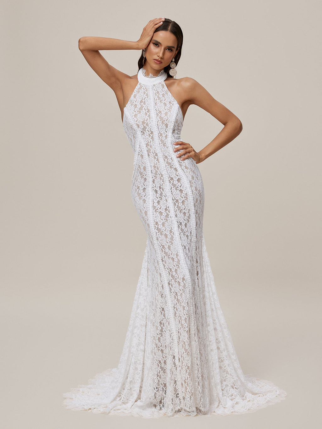 Halterneck Lace Maxi Dress