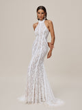 Halterneck Lace Maxi Dress