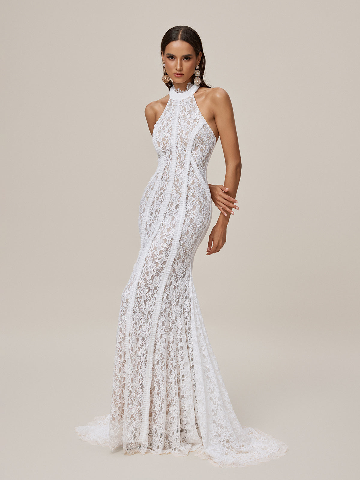Halterneck Lace Maxi Dress