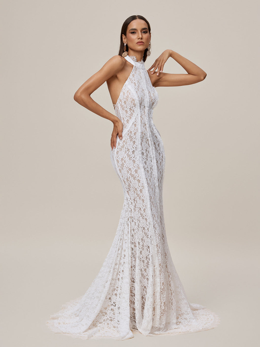 Halterneck Lace Maxi Dress