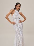 Halterneck Lace Maxi Dress