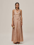 Halterneck Ruched Draped Maxi Dress