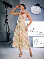 Floral Embroidered Midi Dress