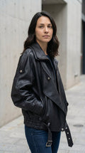 Oversized Leather Biker Jacket – Vintage-InspiRed Statement