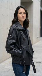 Oversized Leather Biker Jacket – Vintage-InspiRed Statement