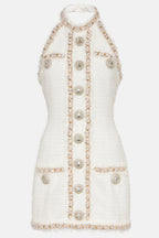 Jorrel Sleeveless Jewel Button Mini Dress