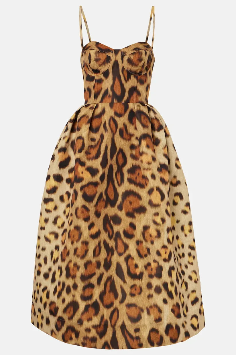 Animal - print Bustier Midi Dress