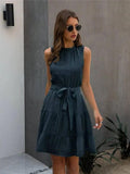 Yolanda Aesthetic Chic Dark Blue Summer Dress Statement Occasion Edit
