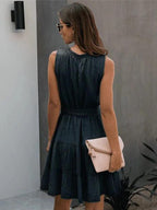 Yolanda Aesthetic Chic Dark Blue Summer Dress Statement Occasion Edit