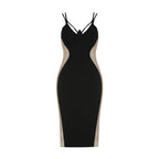 Strappy Sleeveless Mesh Midi Bandage Dress