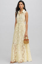 Caialt Yellow Lace Maxi Dress