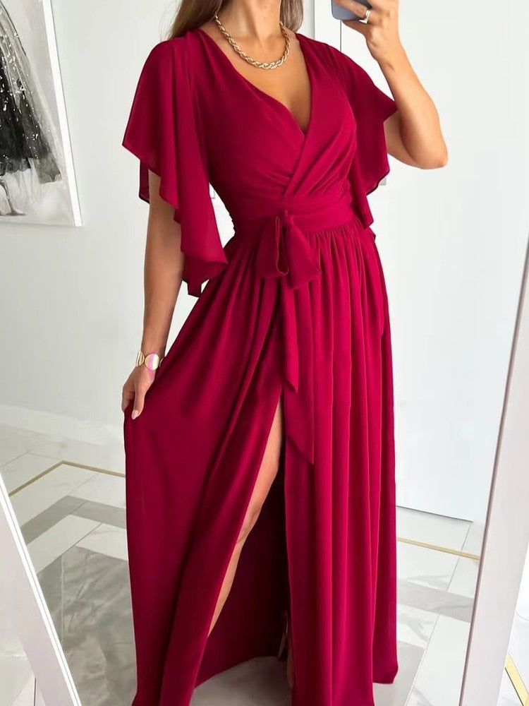 Rafaela Timeless Maxi Dress with Slit Elevated Occasion Wear