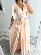 Rafaela Timeless Maxi Dress with Slit Elevated Occasion Wear