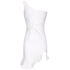 One Shoulder Sleeveless Asymmetrical Mini Bandage Dress PP091914
