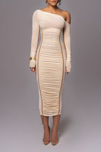 Amelisse - Off - Shoulder Two - Layer Mesh Midi Dress