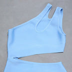 One Shoulder Sleeveless Asymmetrical Midi Bandage Dress PZC1662