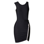Round Neck Sleeveless Mini Rhinestone Bandage Dress PZC1726
