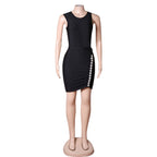 Round Neck Sleeveless Mini Rhinestone Bandage Dress PZC1726