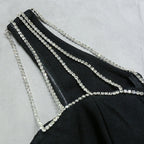 One Shoulder Sleeveless Drill Chain Midi Bandage Dress PZC1757