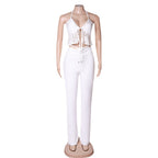Halter Sleeveless Lace Bandage Set PZC1846