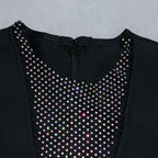 Round Neck Long Sleeve Mini Rhinestone Bandage Dress PZL3002