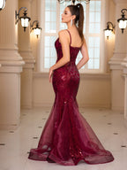 Padded V-Neck Sequin Party Dress