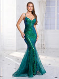 Padded V-Neck Sequin Party Dress