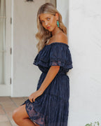 Panache Off The Shoulder High Low Maxi Dress Navy
