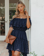 Panache Off The Shoulder High Low Maxi Dress Navy