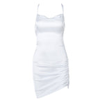 Parisian Lace Up Satin Dress