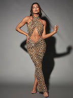 Peyton Sequin Leopard Printed Maxi Dress