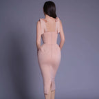 DressBetty - 2024 New Pink White Sexy Sleeveless Bodycon Midi Dress