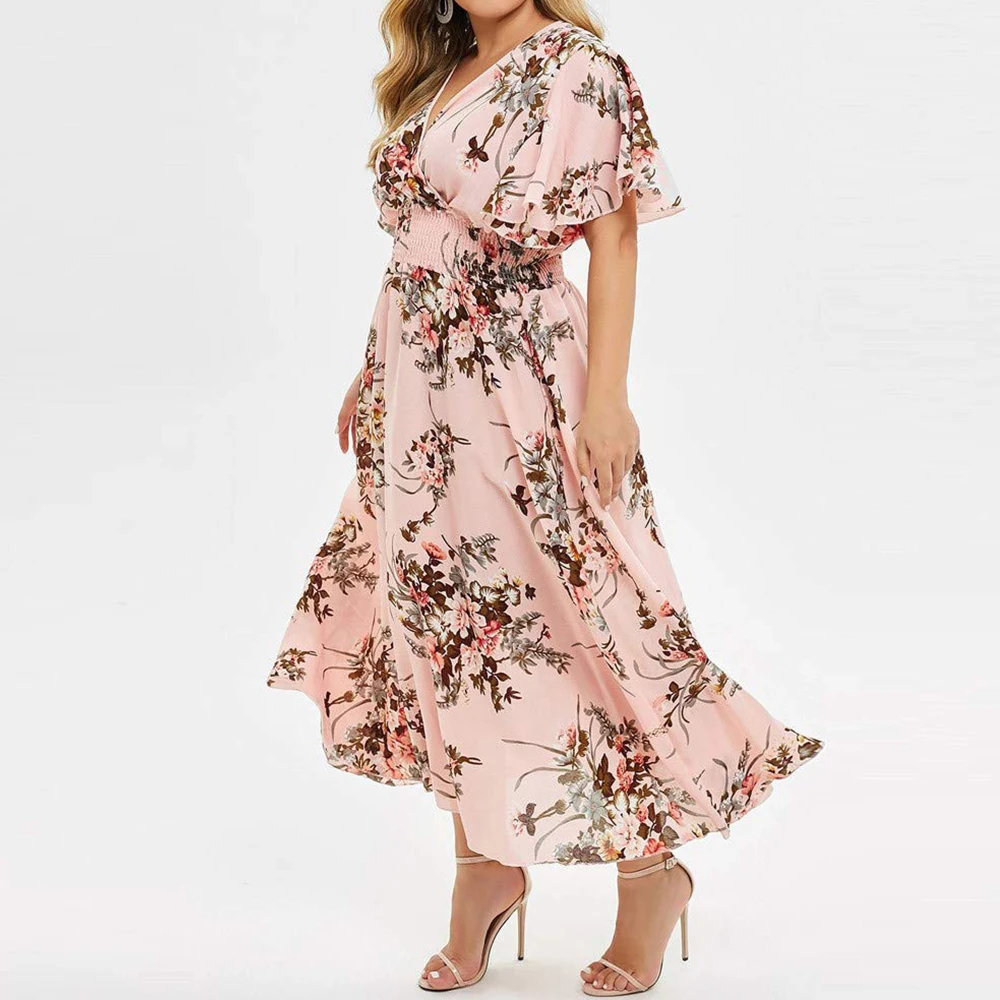 Criselda Long Dress Made of Floral Chiffon for Women Streetwear Style