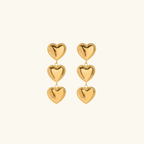 Luna Love - Triple Heart Gold Earrings