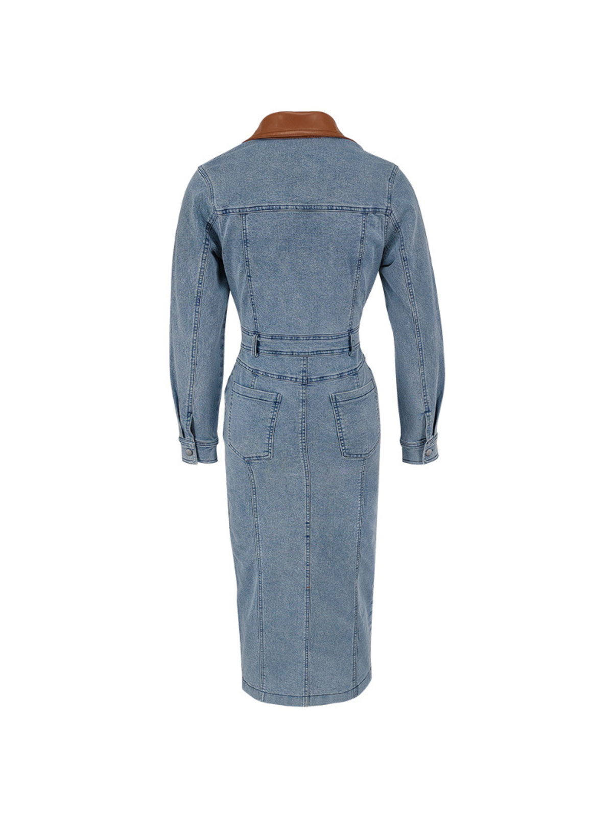 Folded Collar Split Midi Dress
