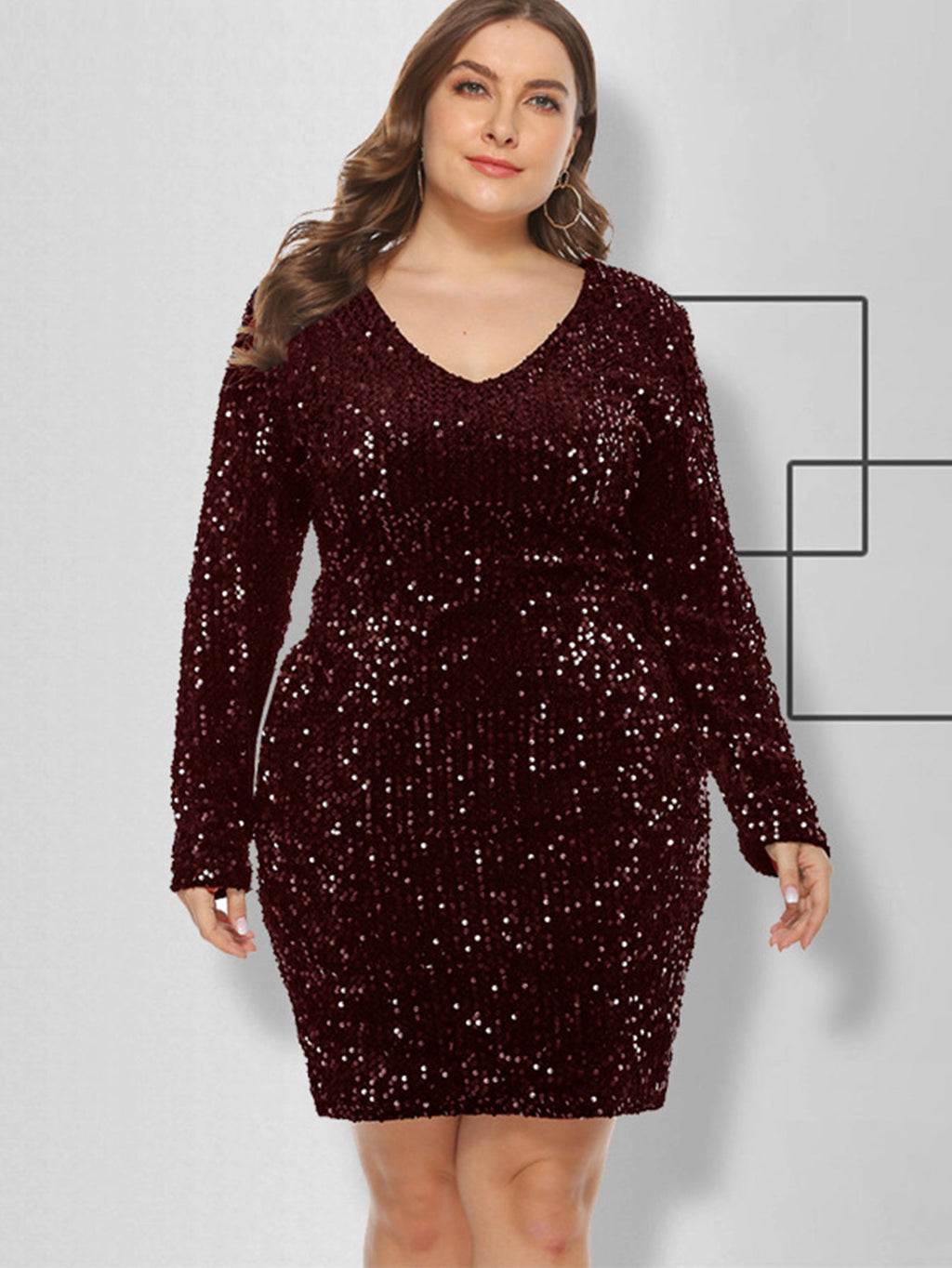 Plus Size Sequins Glitter Bodycon Dress