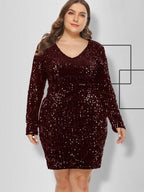Plus Size Sequins Glitter Bodycon Dress