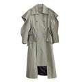 Plus Size Elegant Long Drawstring Waist Double Breasted Luxury Designer Stylish Coat