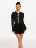 Cutout Ruched Mini Dress In Black