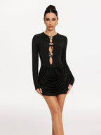 Cutout Ruched Mini Dress In Black