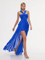 Halterneck Split Maxi Dress
