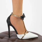 Charming Purple Tband Butterflyknot Buckle Strap Pointed Thin High Heel High Heel