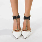 Charming Purple Tband Butterflyknot Buckle Strap Pointed Thin High Heel High Heel