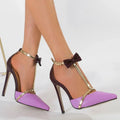 Charming Purple Tband Butterflyknot Buckle Strap Pointed Thin High Heel High Heel