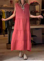 Rocío Chic Vesper Solid Color Cotton and Linen Dress for Women Designer Edit