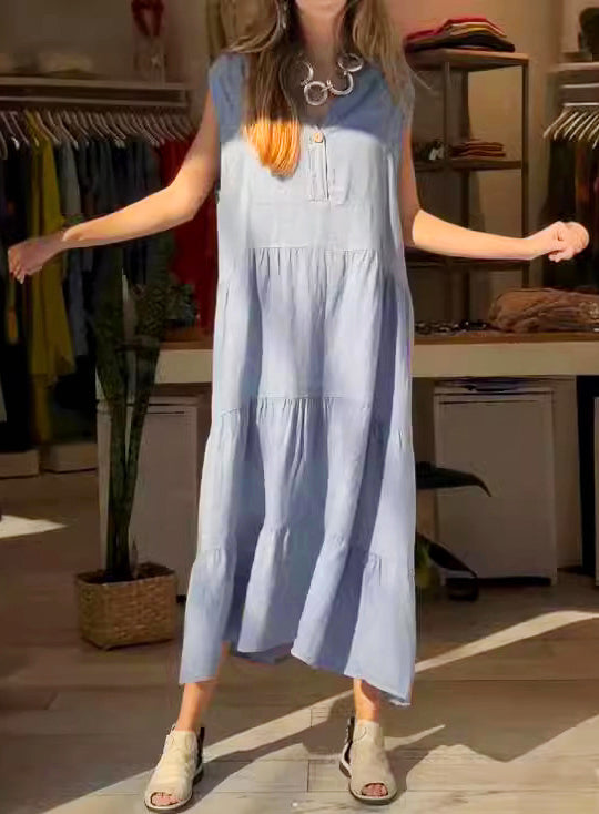 Rocío Chic Vesper Solid Color Cotton and Linen Dress for Women Designer Edit