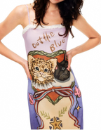 Y2K Kitten Print Spaghetti Strap Dress