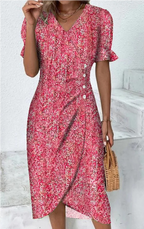 Geraldine Boutique Short Sleeve Dress with Floral Print Statement Occasion Edit